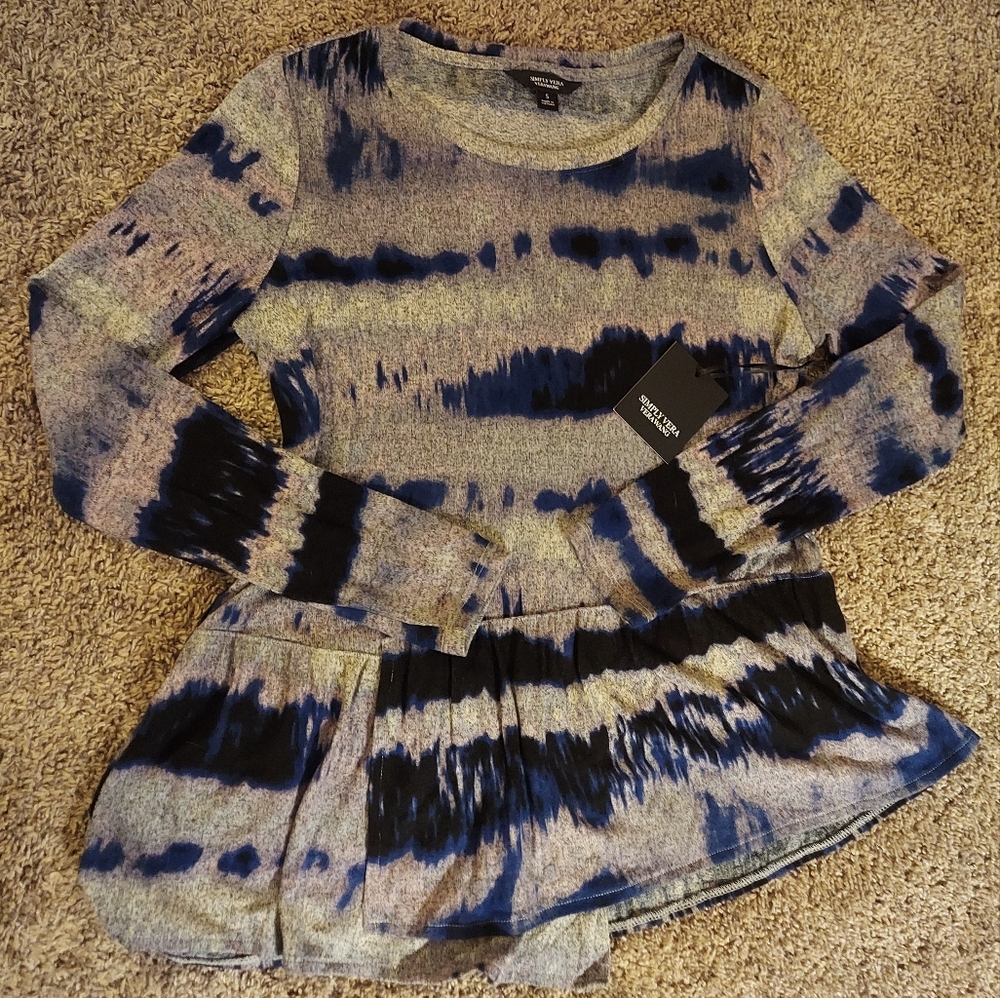 Simply Vera Ruffle Peplum Long Sleeve